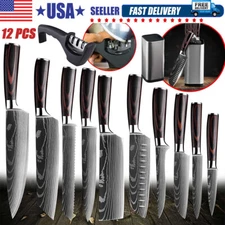 Kitchen Knife Set Japanese Damascus Pattern Stainless Steel Chef Knives Cleaver