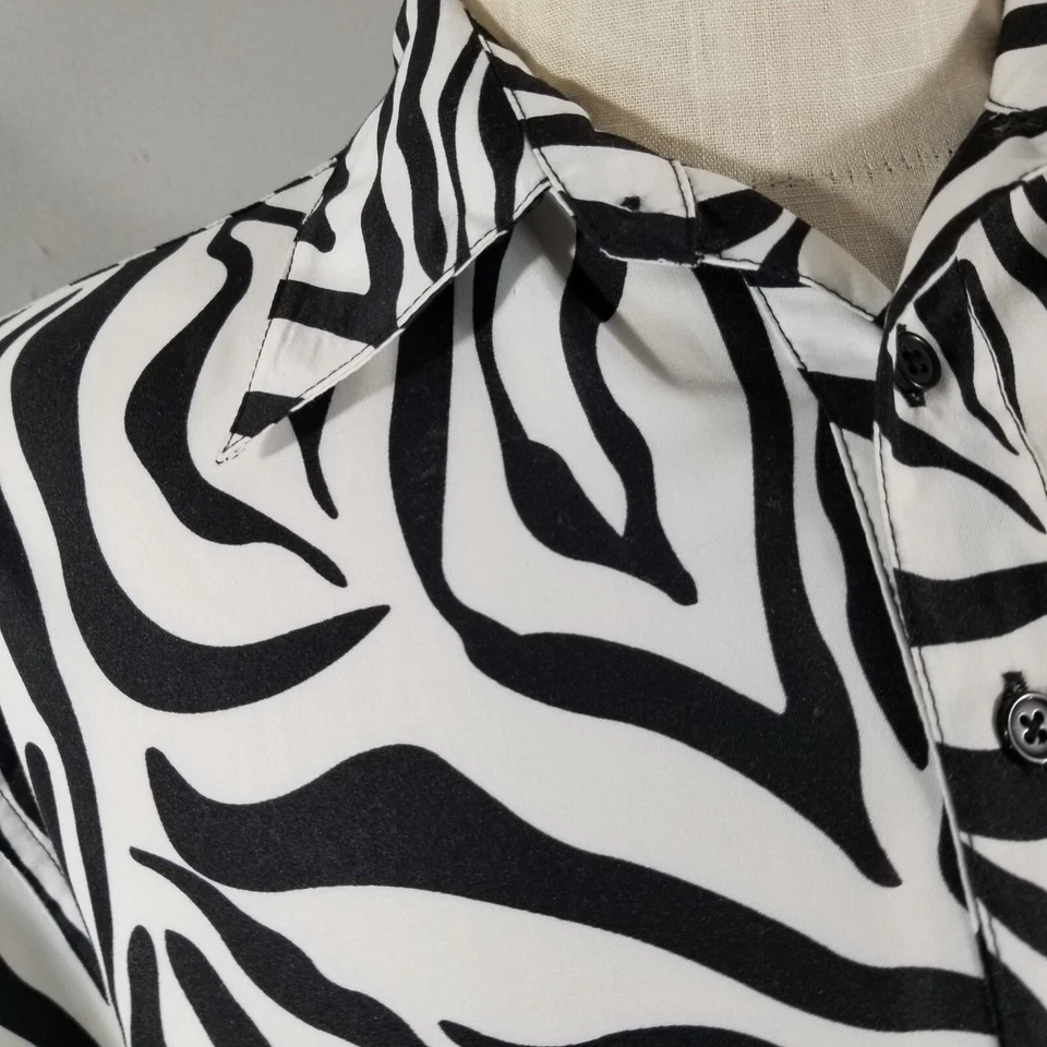 Irvine Park Polo Parte Inferior Bandas Hombre Medio Blanco Negro Preppy Retro Foto 4 de 4