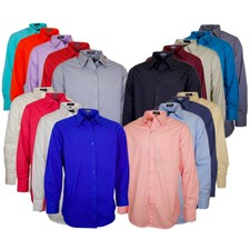 Men's Dress Shirt Long Sleeve Button Up Solid Formal Collared Classic Fit Shirt