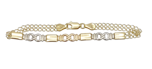 Bracciale da uomo in oro giallo, bianco e rosa 18 kt con chiusura a moschettone. - Foto 2 di 13