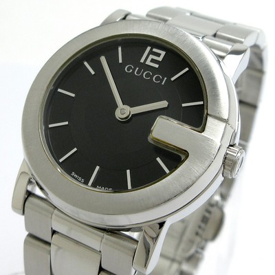 Near MINT] GUCCI Watch G Round Women s Black Dial 101L YA101505 