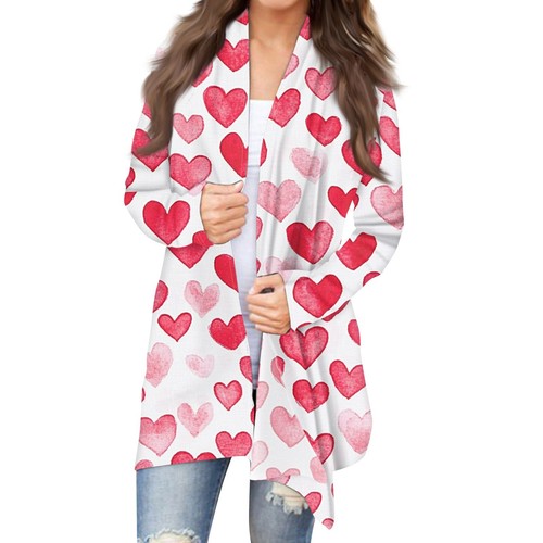 Women's Fashion Casual Printed Medium Length Cardigan Jacket Coat - Picture 9 of 36