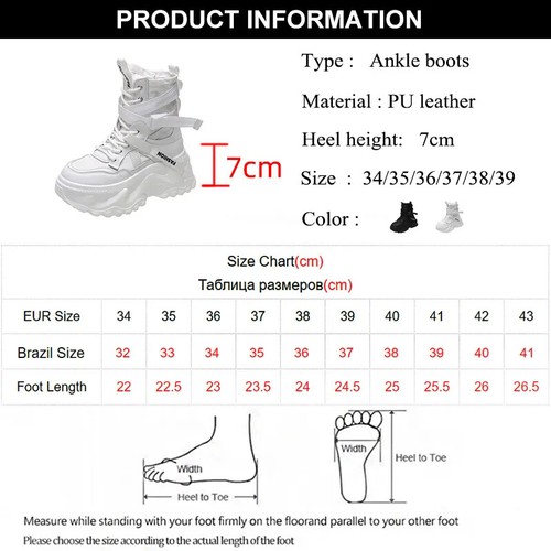 Fashion Women Chunky Platform Motorcycle Boots White Lace Up Thick Bottom Shoes - Picture 9 of 26