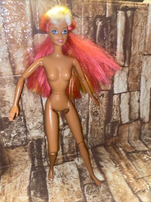 1993 Hula Hair Hawaiian Barbie Doll Pink Orange Yellow Long Hair