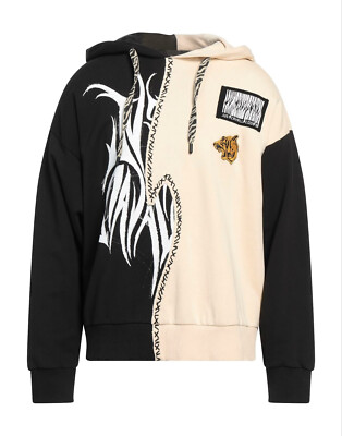 JUST CAVALLI HOODIE COLOR BLOCK GRAPHIC PATCH LOGO.