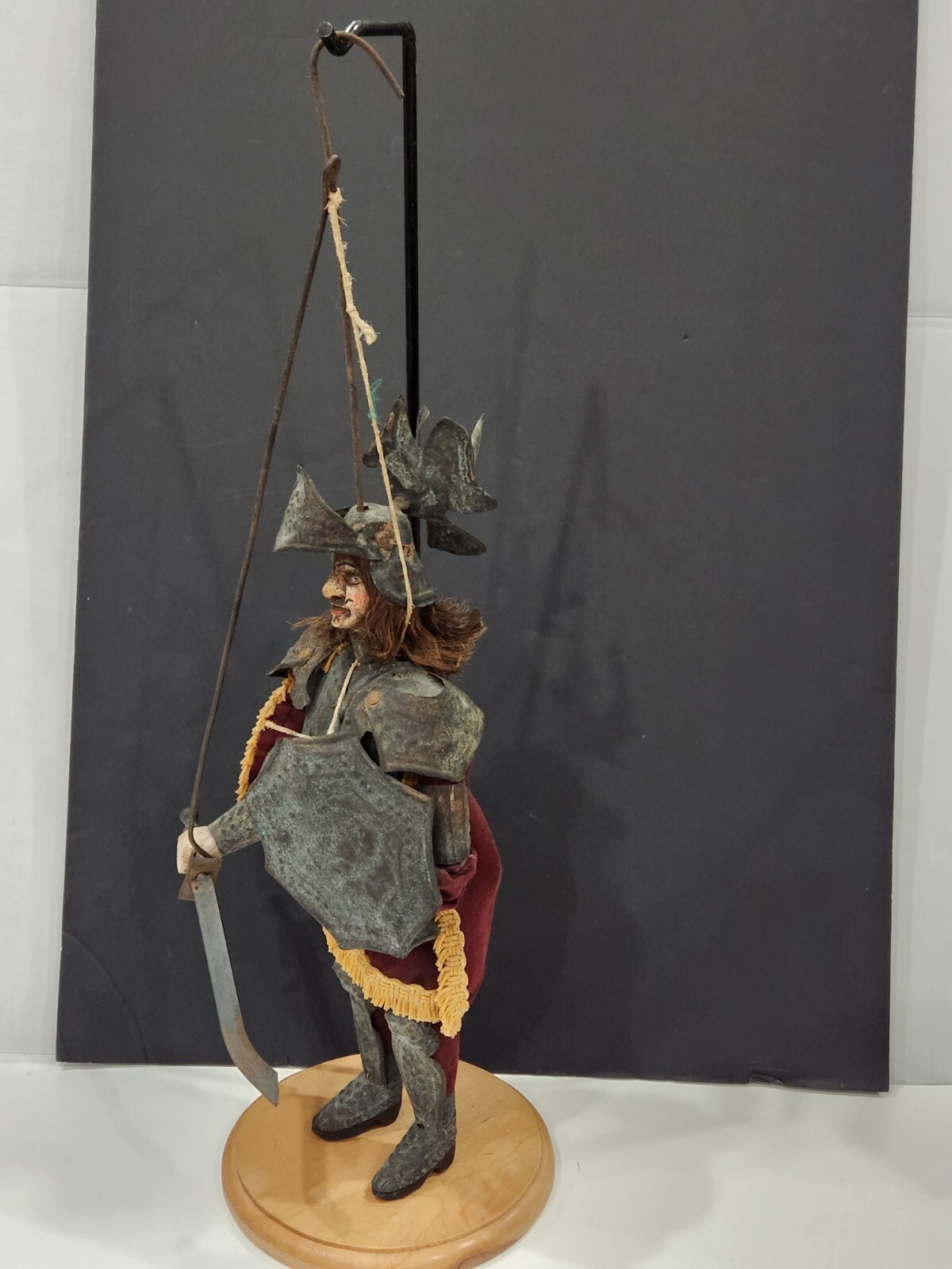 Large Vintage/Antique Sicilian Knight Puppet on Stand Wood