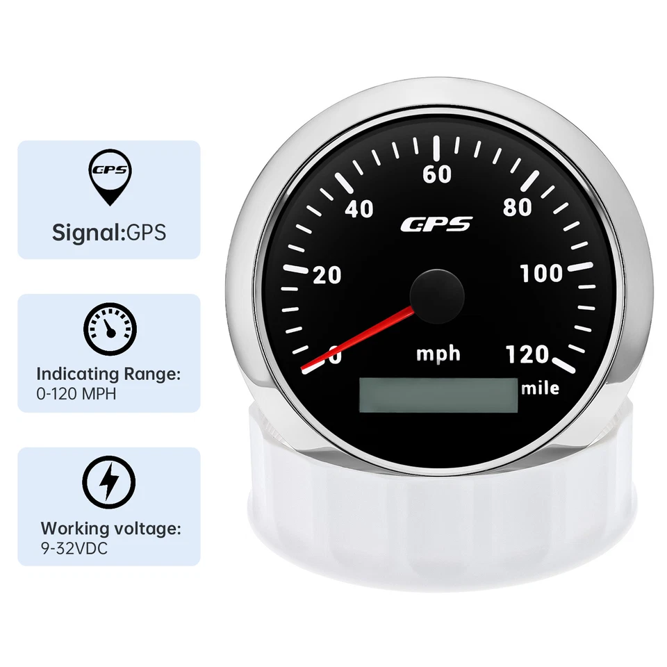 7 Gauge Set 85mm GPS Speedometer 120MPH Tachometer 8000RPM Waterproof for Boat  - Image 2 of 4