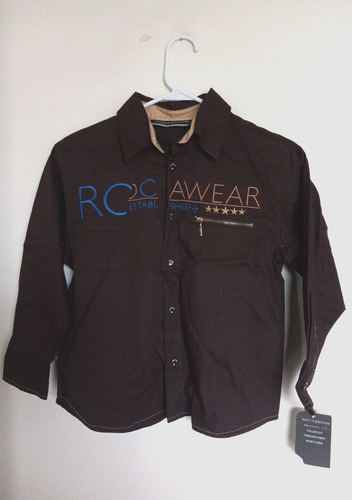 Rocawear Brown Shirt Button Up Boys XL 7X NEW