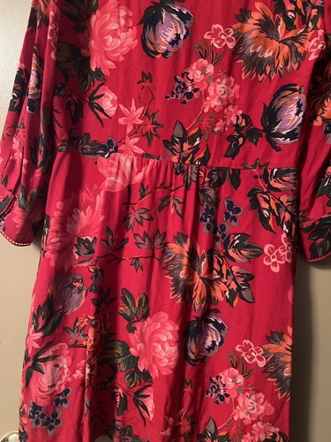 Zara Woman Red Floral Dress Button Down Size Medium - Picture 6 of 12