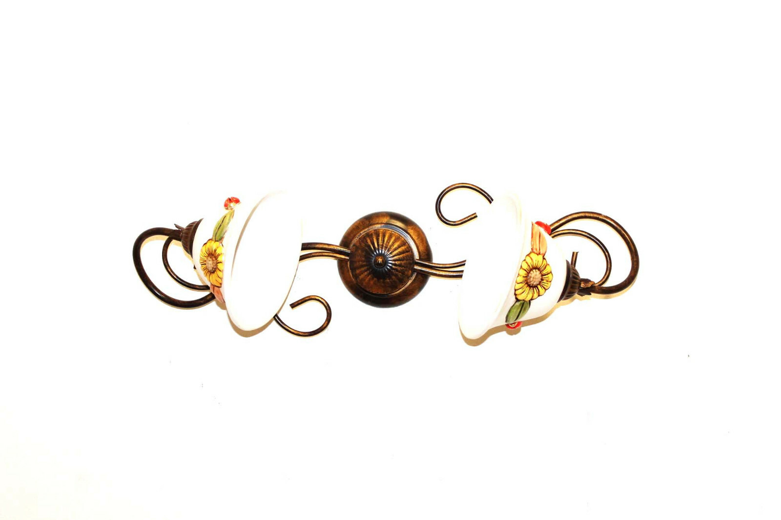 Occasione Plafoniera 2 Luci Terry - Ferro Battuto e Girasole Ceramica