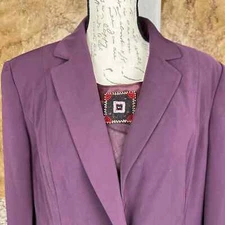Vien Blazer Tank Set Women's 14 XL Purple Beaded Sheer Top Jacket Single Button