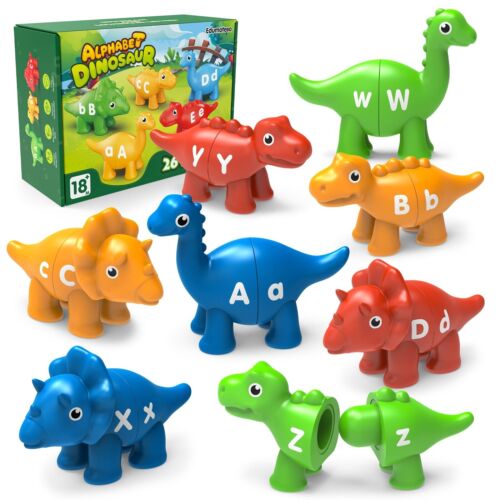 Learning Toys for 2 3 4 Year Old, 26PCS Dinosaur Alphabet Learning Toys with ...
