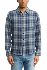 The Normal Brand NAVY PLAID Skipper Lightweight Twill Shirt, US X-Large