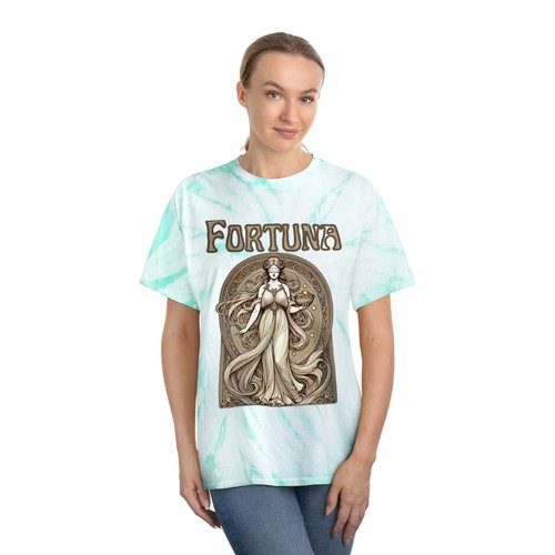 Fortuna Roman Goddess Graphic Tee - Green Tie-Dye Shirt for Men and Women - Picture 5 of 17