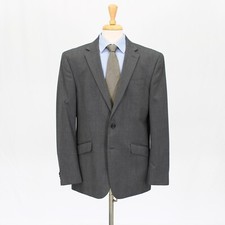 Kenneth Cole 40R Gray Sport Coat Blazer Jacket Solid 2B Polyester