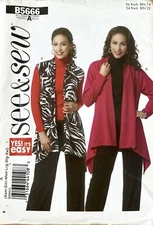 See & Sew B5666 Women’s Cardigan Pattern All Sizes Uncut 