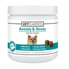 VetClassics Anxiety & Stress Calming Support For Dogs, 120 Soft Chews