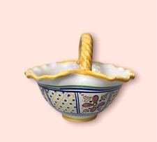 Hand Painted Spanish Pottery Colorful Basket Decorative Dish Marked España