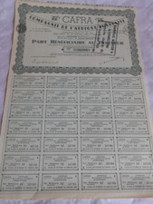 Certificato Azioni Vintage Azioni Obbligazioni Società CAFRA Africa Francese 1924