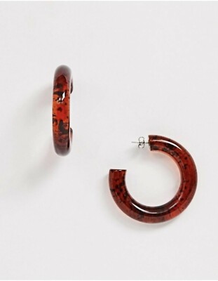 NEW £35 WHISTLES Chunky Maroon Brown Resin Hoops Earrings Funky