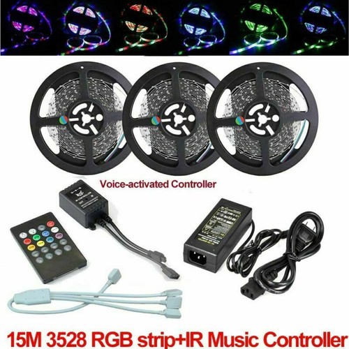 5M 10M 15M 3528 RGB LED Strip Lights Tape + IR Music Control Remote + Power - Picture 14 of 26