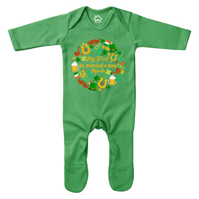 Baby My first St Patrick's Day Strampler mit individuellem Namen personalisiert Patricks