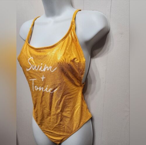 No Boundaries Swimsuit Small 3 - 5 Swim & Tonic Yellow Glittery One Piece B816 - Picture 2 of 6