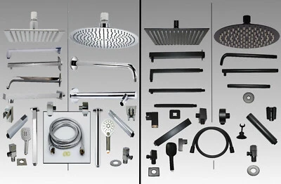 WALEXO Rubinetto doccia a pioggia incasso soffione doccia nero opaco cromato