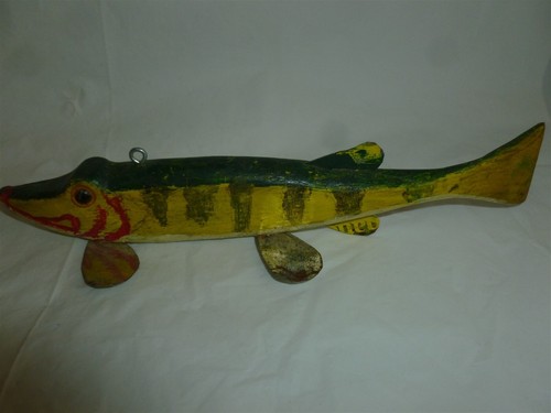 Vintage 8-1/4 Inch Wood Unsigned Carved Head Ice Spearing Decoy Lot J-268