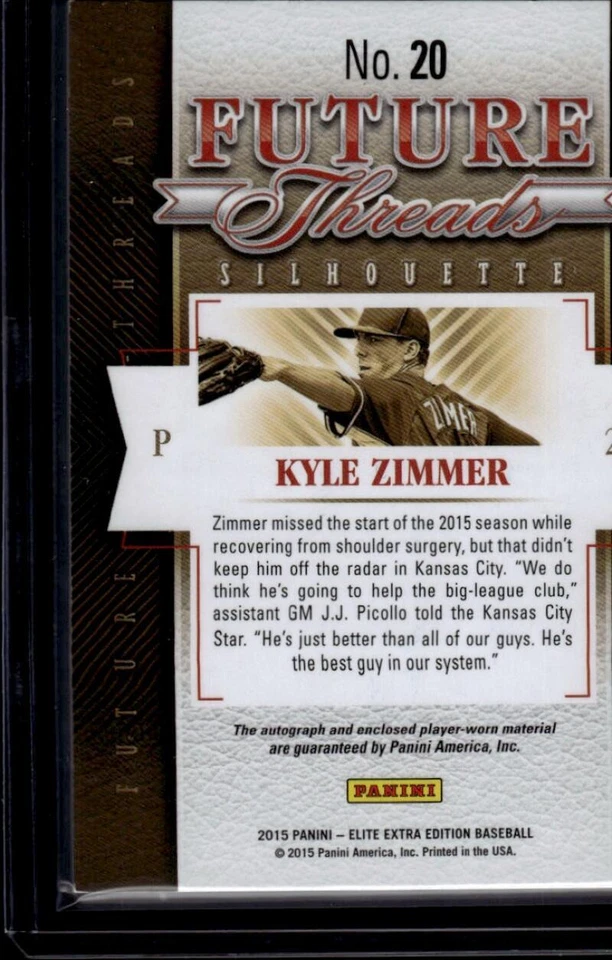 2015 帕尼尼精英额外版未来线Silhoutte签名Kyle Zimmer — 第 2/2 张图片