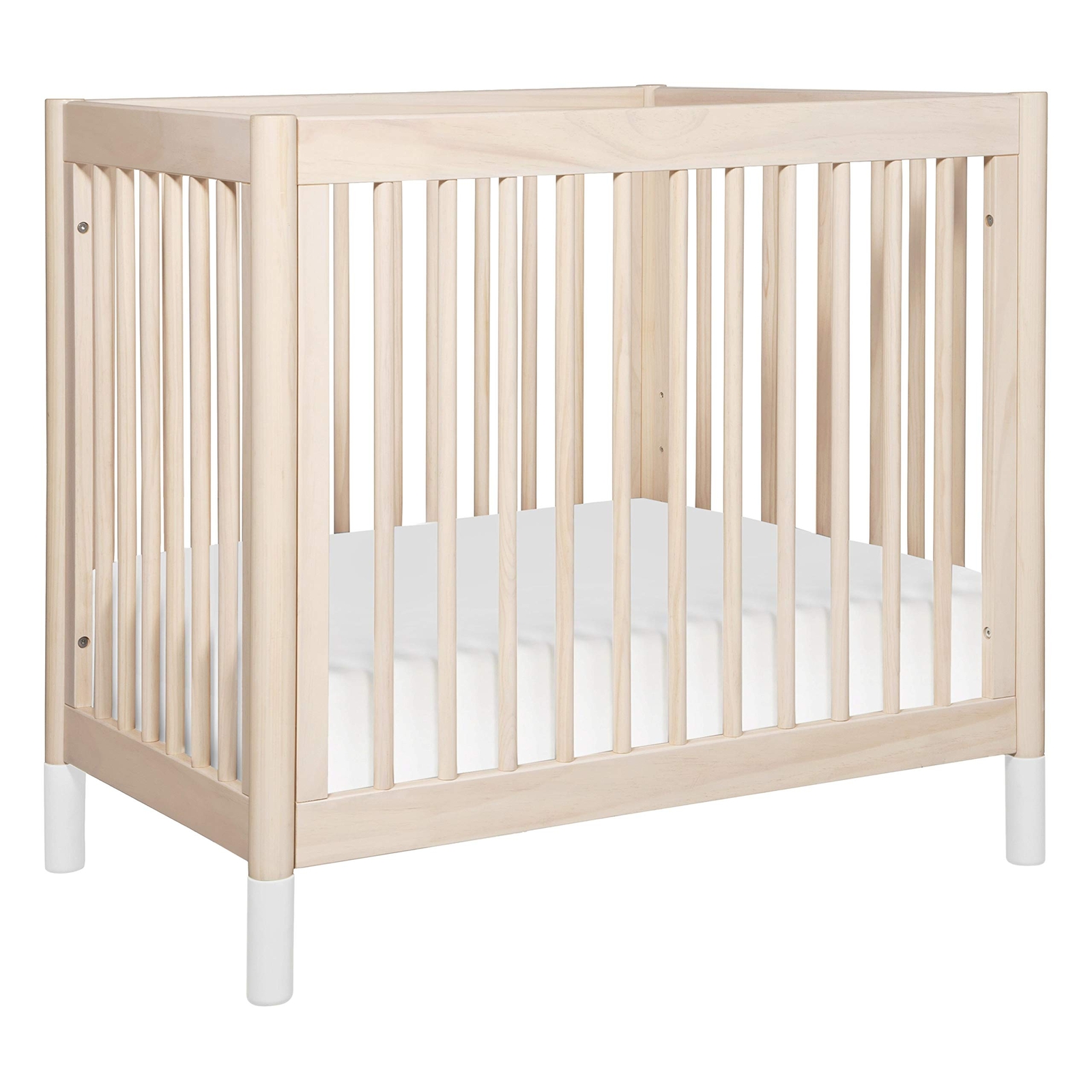 Gelato 4-in-1 Convertible Mini Crib in Washed Natural & White, Greenguard Certified