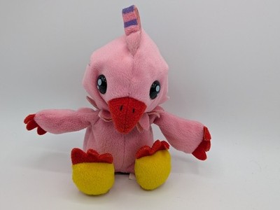 VTG Digimon Biyomon Beanie 6'' Plush Bandai 1997 Pink Red Bird Stuffed Digi Pals