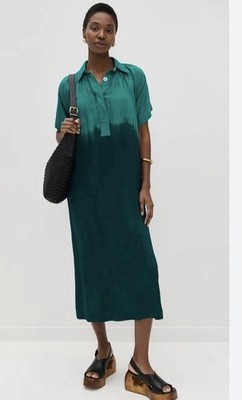 NWT Elisamama Women s Green Issa Dress Midi Short Sleeve Size Small $358