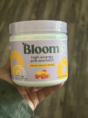 Bloom High Energy Pre-Workout Sour Peach Ring, 25 Servings