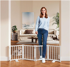 Snughome Dog Gate Indoor, 16" High Freestanding Dog Door Gates with Support Feet