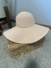 Sun Wide Brim Beach Hat, Roll-up, Foldable Floppy Summer Straw Hat Light pink