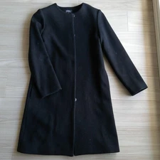 A.P.C. Woman S Black Collarless Long Coat Size 34 Limited Edition Style Refined