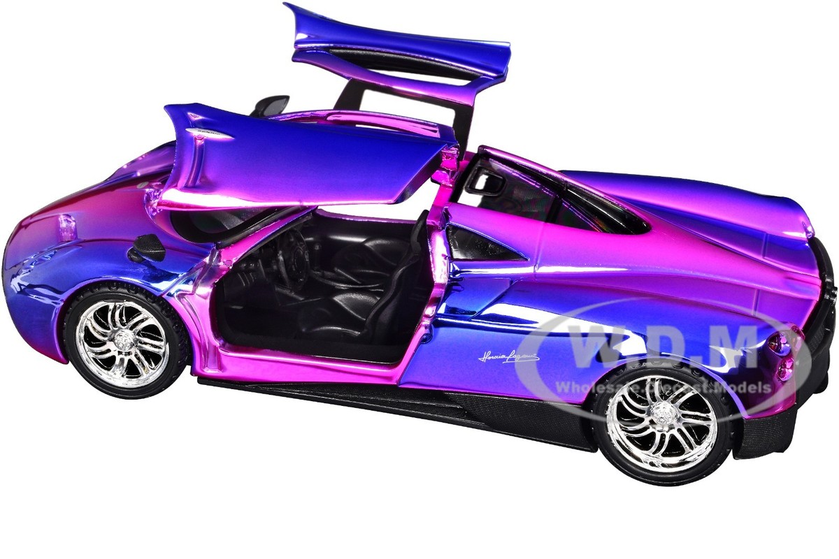 PAGANI HUAYRA PINK & PURPLE CHROME 1/24 DIECAST MODEL CAR BY