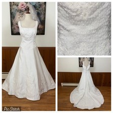 Beautiful Vintage 90s Alfred Angelo Beaded Satin Wedding Gown