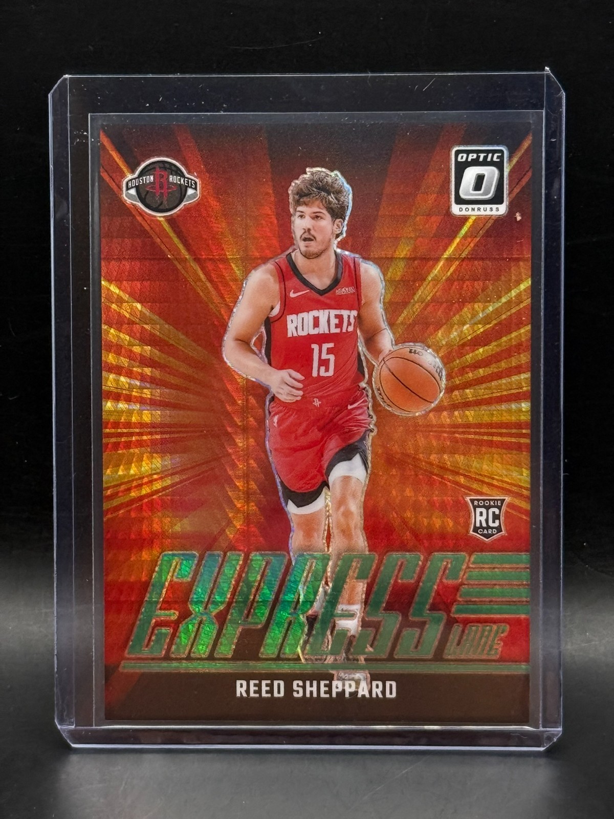 2024-25 Donruss Optic Reed Sheppard RC Express Lane Hyper Green #d /249 Rockets