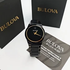 Bulova 98A313 Millennia Black Dial Two-Hand Stainless Steel QuartzMen's Watch