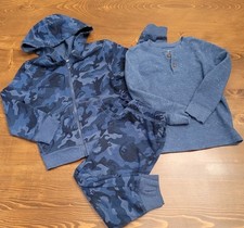 Boys Jumping Beans 4T Navy Blue Pants Full Zip Up Jacket Hoodie Set Dino Camo