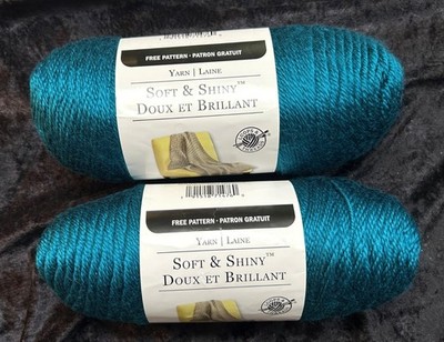 Loops & Threads Soft & Shiny Yarn Acrylic RICH TEAL  6oz Lot Of 2 New