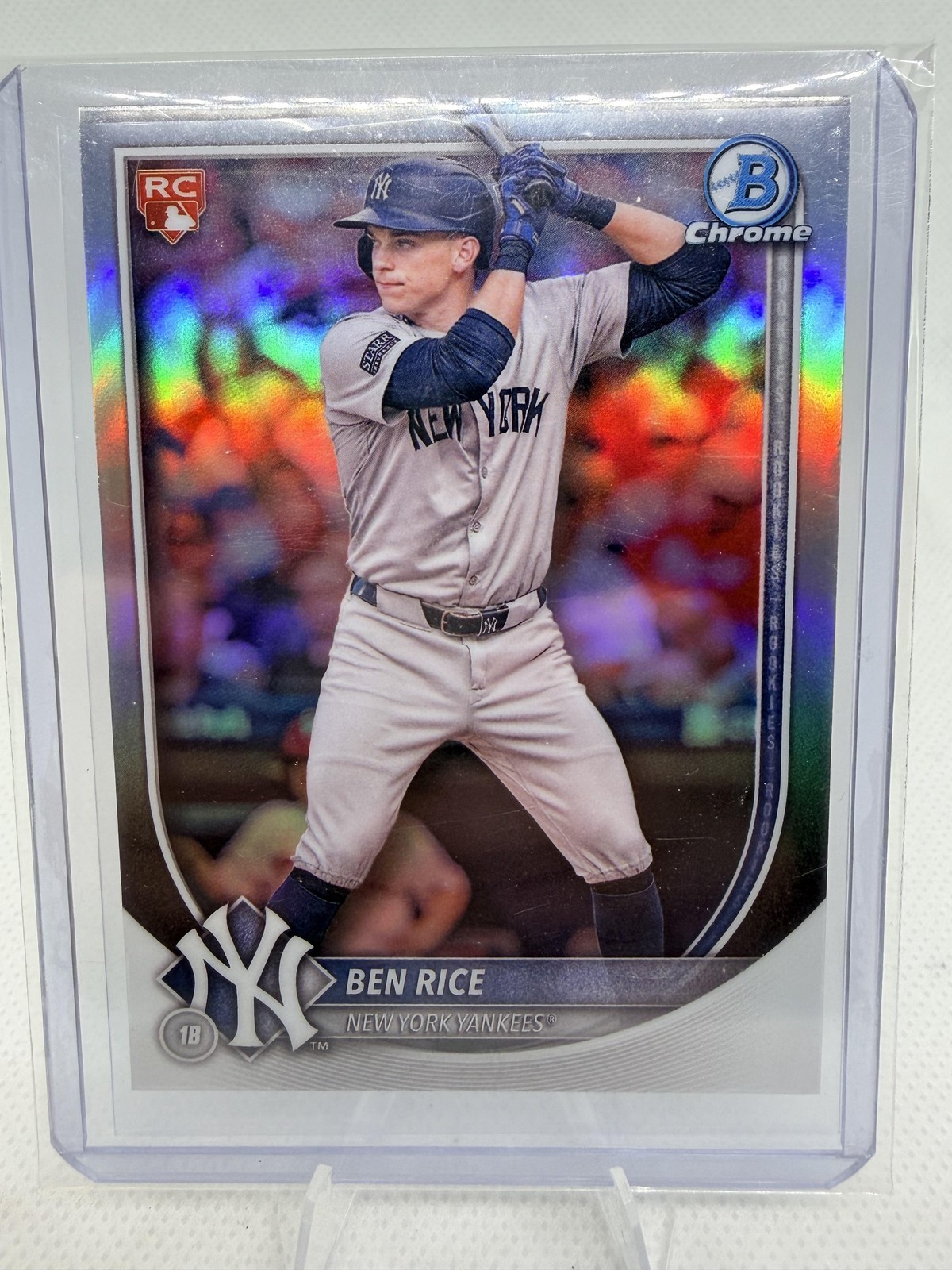2025 Bowman #85 Ben Rice Bowman Chrome Red Rookie Logo New York Yankees