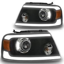 Pair Black Headlights For 2004-2008 Ford F-150 F150 Headlamps Wled Drl Lhrh Pair Black Headlights For 2004-2008 Ford F-150 F150 Headlamps Wled Drl Lhrh
