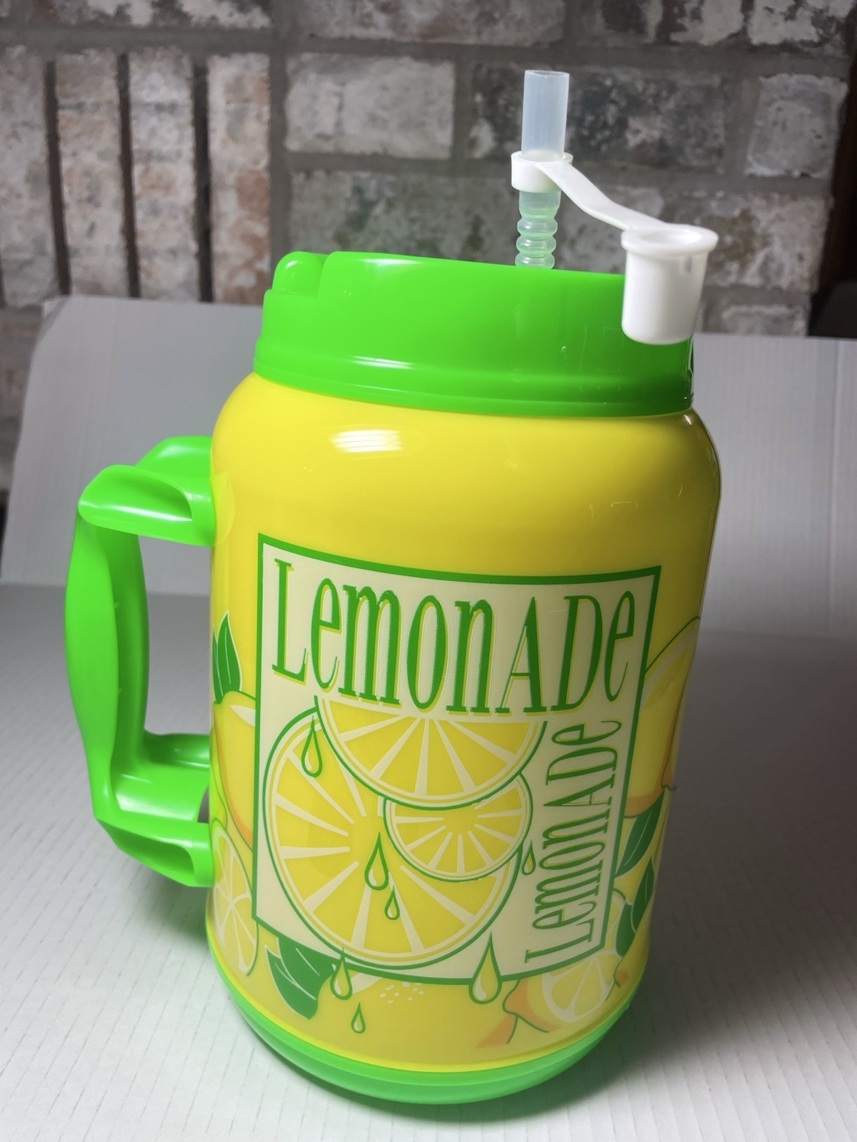 Whirley 64 Oz Lemonade Refill Cup With Straw “The Tanker” Yellow/Green