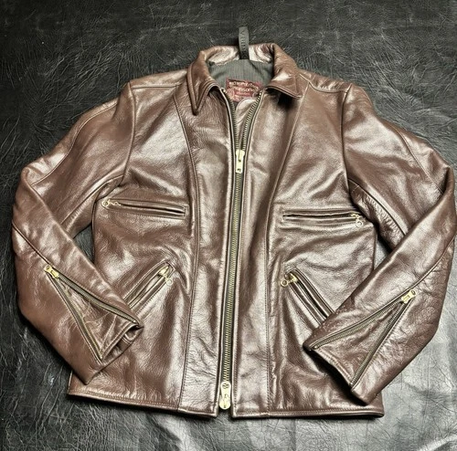 WOMENS RARE DARK BROWN “TOBACCO” VANSON METROPOLITAN LEATHER JACKET SIZE 40 - product listing photo