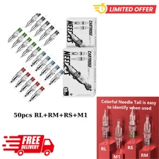 Wormhole Tattoo Cartridge Needles Long Taper 50Pcs Assorted Disposable Tattoo Ne