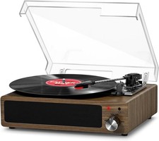 Giradischi vinile vintage Bluetooth Con 3 Velocità 33/45/78 RPM Cuffie RCA AUX