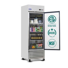 27"W Commercial Glass-Door Reach-In Fridge 23Cu.ft,Energy-Efficient LED Lighting